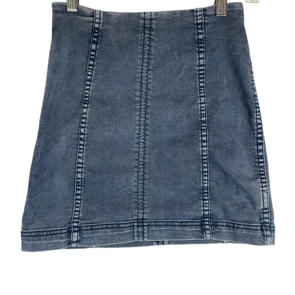 ⭐️2/$20 Free People Womens Modern Femme Denim Jean Stretch Bodycon Mini Skirt - Picture 5 of 15
